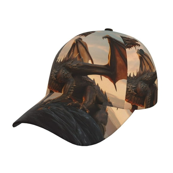Saiise Sky Sunset Bronze Dragon Print Adjustable Baseball Cap, Workout Hat for Men and Women, Classic Dad Hat and Snapback Style