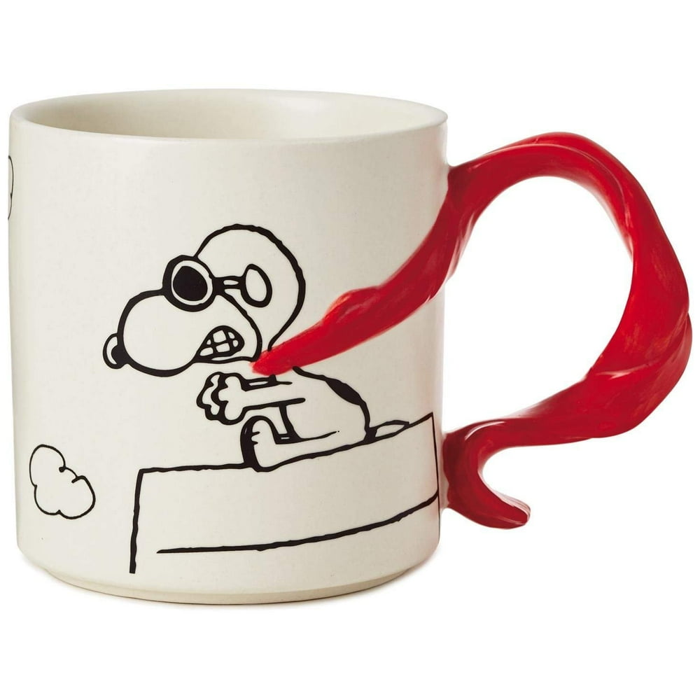 Hallmark Peanuts Snoopy Flying Ace With Scarf Handle Mug, 12 oz.