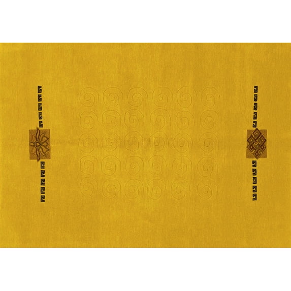 Ahgly Company Indoor Rectangle Abstract Yellow Modern Area Rugs, 2' x 5'