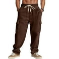 thumbnail image 3 of JTieacloth Men's Cargo Pants Workout Jogger Casual Outdoor Hiking Lightweight Breathable Comfortable Stretchable Elastic Waist Loose Fit Durable Pocket Cargo Pants for Men Brown, 3 of 7