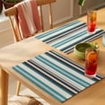 thumbnail image 4 of Green Black Grey Striped Placemats Set of 12 Farmhouse Vintage Stripe Place Mats Indoor Wipeable Table Mats Washable Cloth Dining Table Placemats for Kitchen Holiday Party Home Decor 13x19 Inch, 4 of 9