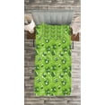 thumbnail image 3 of Ambesonne Tea Party Quilted Bedspread Set 2 Pcs, Tea Time Daisy Blooms, Twin Size, Lime Green Dark Green, 3 of 3