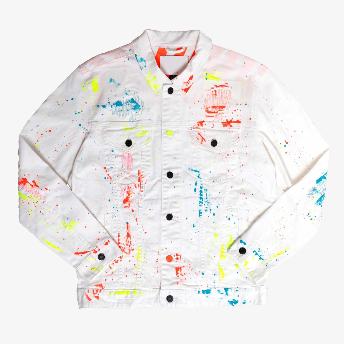 men's paint splatter denim jacket