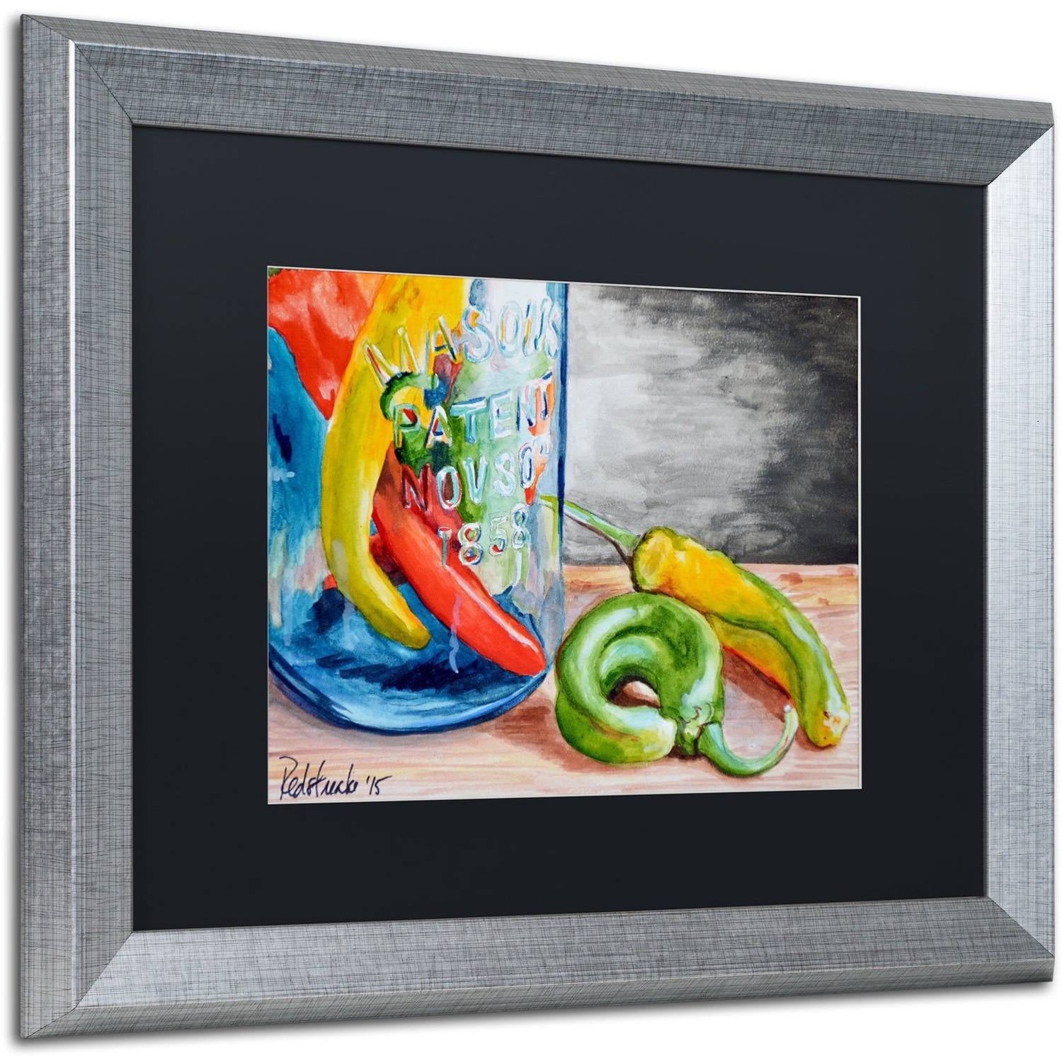 "Atlas Jar" Canvas Art by Jennifer Redstreake Black Matte, Silver Frame