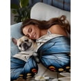 thumbnail image 3 of Butterfly Daisy Queen Size Flat Sheet, Wrinkleproof & Fadeproof Cooling Flat Bed Sheet Only, Retro Spring Floral Flower Wooden Grain Breathable Soft Bedding Top Sheets 90 x 102 Inches, 3 of 8