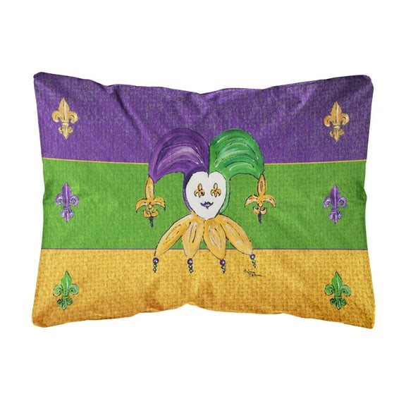 Carolines Treasures 8386PW1216 Mardi Gras Throw Pillow Outdoor Fabric Decorative Pillow Mardi Gras Jester Design 12H