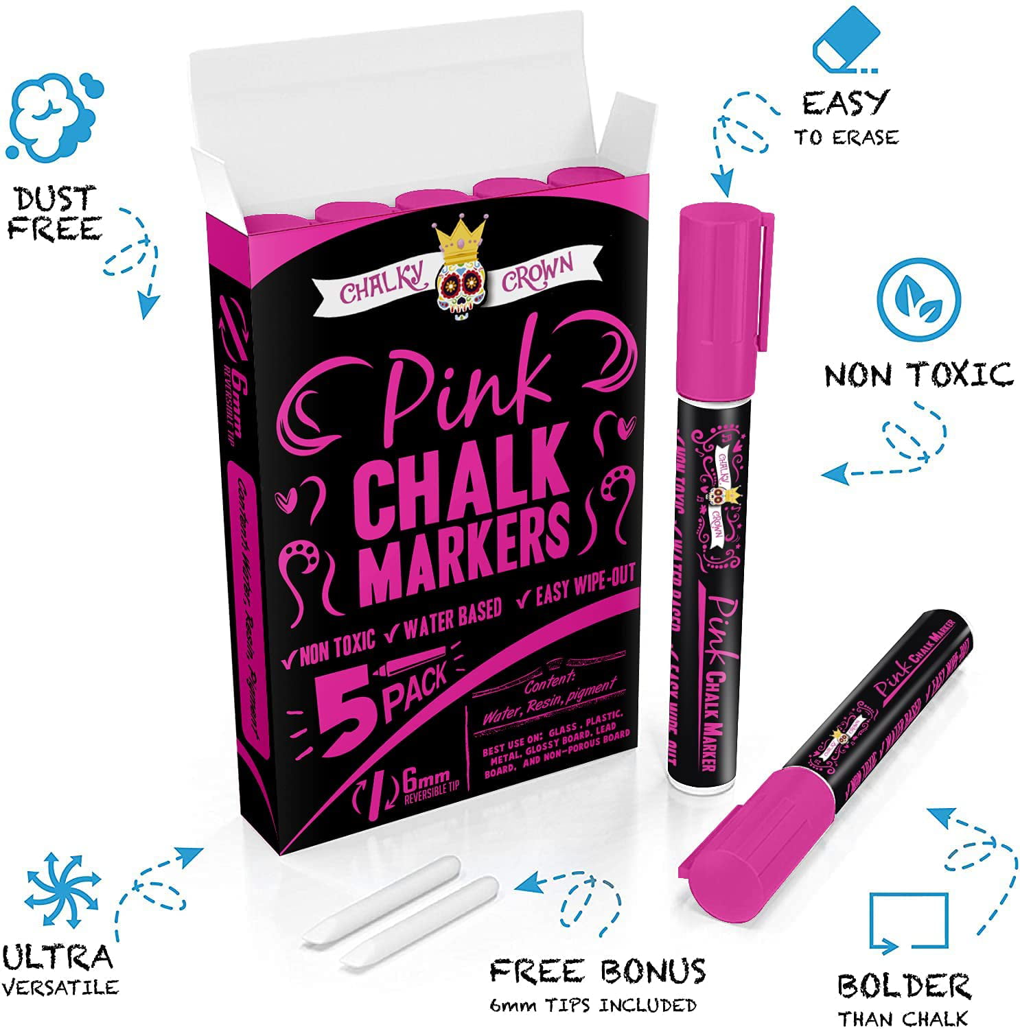 Chalky Crown - Liquid Chalk Markers - Dry Erase Marker Pens