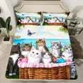 thumbnail image 2 of Erosebridal Cute Cats Sheet Set Twin Size Kawaii Kitten Print Butterfly Bed Sheets Set Nature Sheets with Deep Pocket Fitted Sheet Adult, 2 of 6