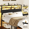 thumbnail image 5 of Satifur Queen Size Bed Frame with 2 Storage Drawers Headboard, LED & Charging Station, Black oack, 5 of 8