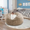 thumbnail image 3 of Begzeat Clearance Giant Fur Bean Bag Chair Cover for Kids Adults, Living Room Furniture Big Round Soft Fluffy Faux Fur Beanbag Lazy Sofa Bed Cover(Cover only, No Filler, Khaki, 6FT), 3 of 9