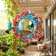 thumbnail image 4 of Rewenti Hanging Flower-Shaped Stained Glass Hummingbirds Feeder Hand-Painteds Polka Dots Glass Designs Outdoor Garden Nectars Station with Perchs Rings, 4 of 6