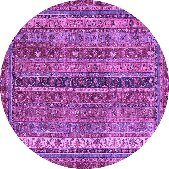 Ahgly Company Indoor Round Oriental Purple Modern Area Rugs, 7' Round