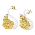 thumbnail image 1 of 2 Pcs Crown Swan Plastic Sculpture Creative Cake Figurine Decoration Desktop Adornment Car Ornament (Golden), 1 of 4