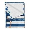 thumbnail image 2 of Anchor Soft Flannel Fleece Throw Blanket, Ship Chain Marine Life Inspired Lines Background Ocean Sailing Stripes Print, Cozy Plush for Indoor and Outdoor Use, 60" x 80", Blue and White, by Ambesonne, 2 of 5