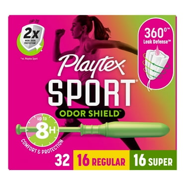 Playtex Sport Odor Shield Tampons, Regular/Super Absorbency, 32 Count