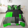 thumbnail image 2 of Feelyou Green Square Geometric Twin Bedding Sets 7-Piece, Vintage Artwork Abstract Bedding Comforter Set, Chic Rectangle Reversible Sheet Sets, Super Cozy Room Decor, 2 of 7