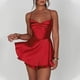 thumbnail image 2 of Vestido sexy sin espalda de satén para mujer: mono con cuello vuelto, lazo y tirantes finos, conjunto para discoteca, fiesta o playa, tallas S/M/L, 2 of 7