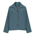 thumbnail image 6 of Crunowin Cropped Trench Coat for Women, Collared Oversized Casual Buttoned Jackets with Checkered Lining Blue M, 6 of 8