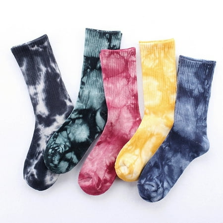 

Taluosi Fashion Pure Cotton Unisex Tie-Dyed Breathable Skateboard Soft Middle Tube Socks