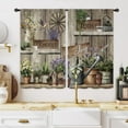 thumbnail image 4 of Farmhouse Rustic Plant Kitchen Window Curtains 2 Panels 27.5W x 39H Rod Pocket Vintage Country Rural Wood Wooden Plank Lavender Botanical Small Short Door Decor Bathroom Drapery Treatment, 4 of 6