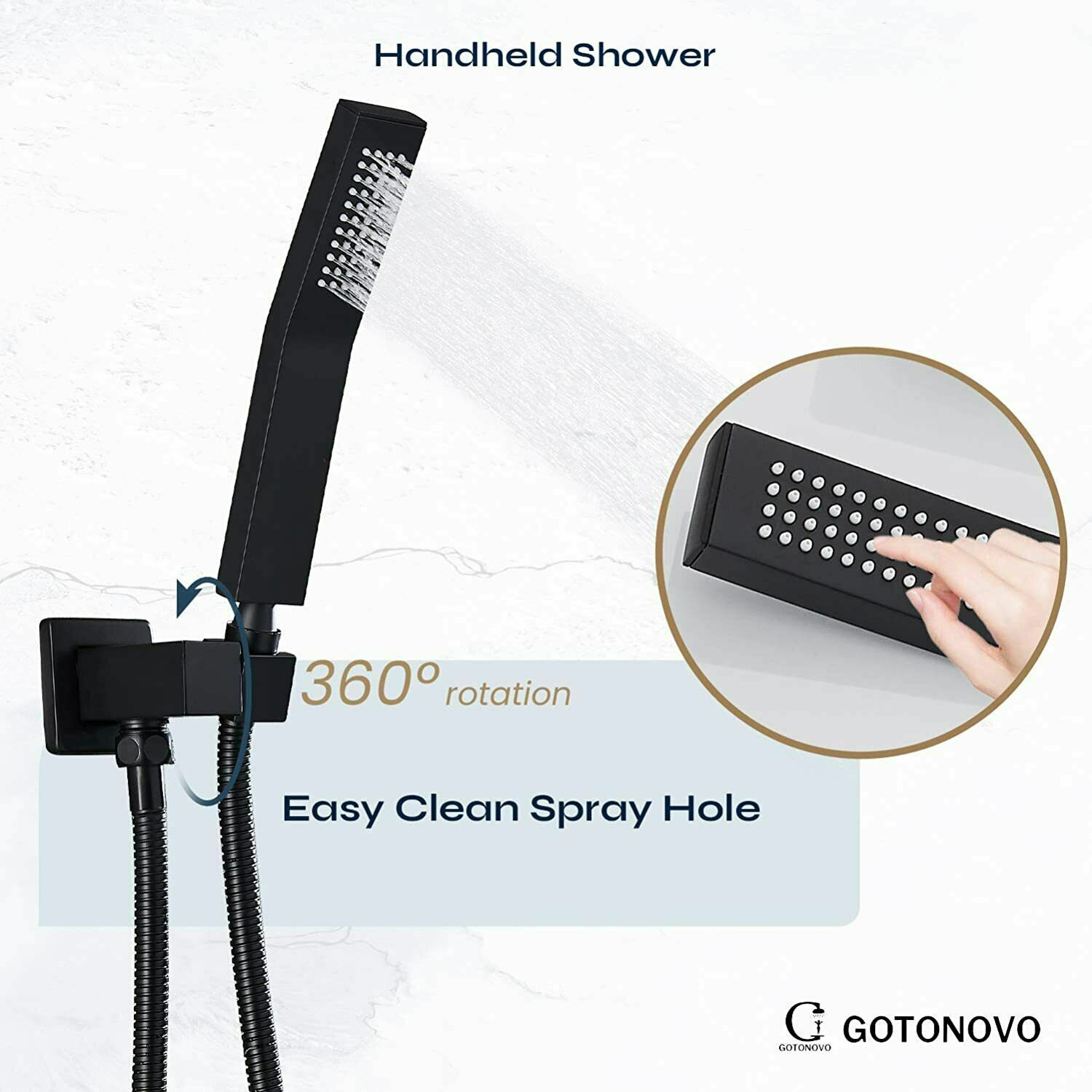 Zovajonia Matte Black Shower System 12 Inches Shower Faucet Set, Rain Shower Head with Handheld Spray Bathroom Wall Mount Shower Fixtures with Tub Spout