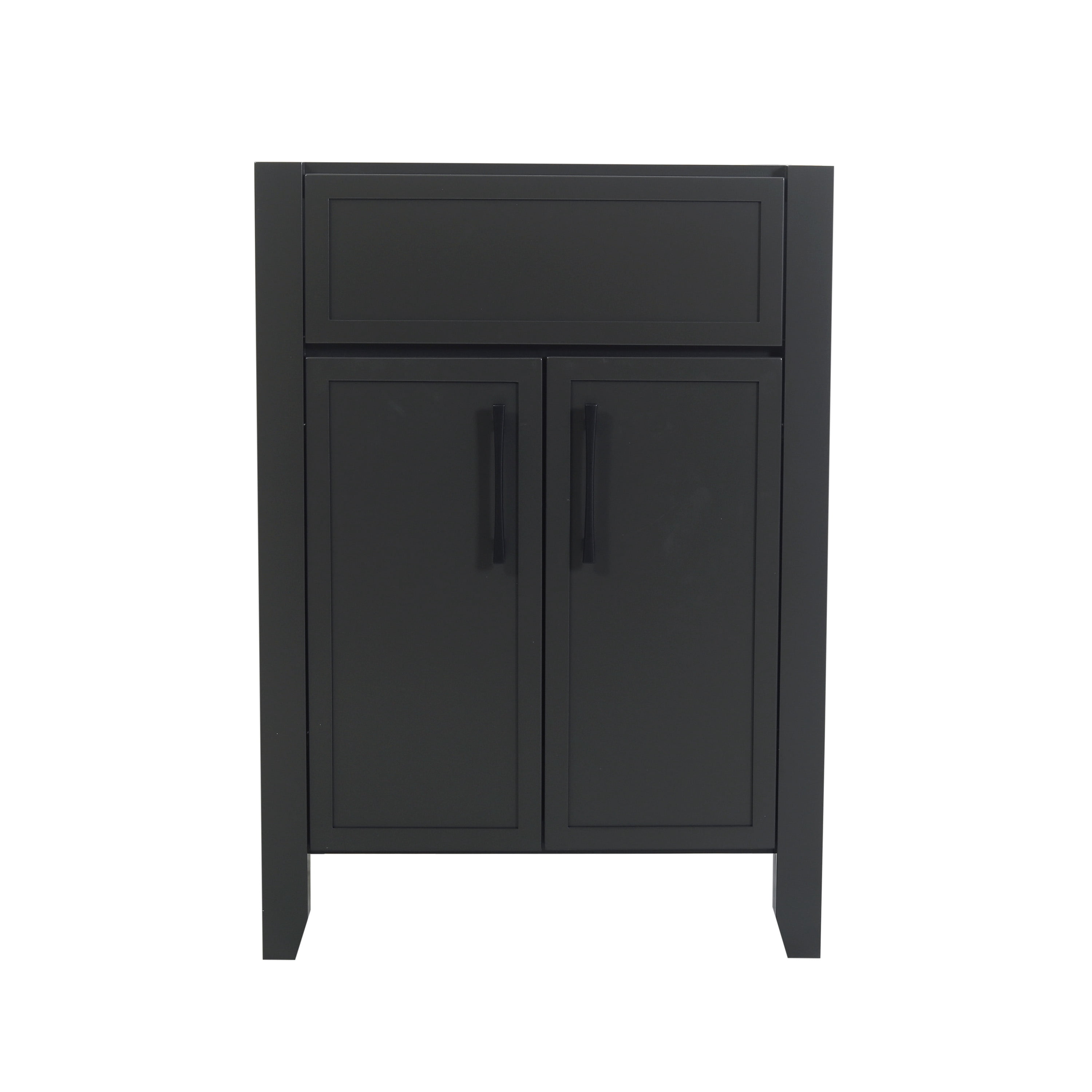 Design House Dawson 24-Inch Bathroom Vanity Cabinet, Fully Assembled, 2-Door Freestanding, Comfort Height 34 in., Sherwin-Williams® Iron Ore, Matte Black Hardware, 228411-IO-FA