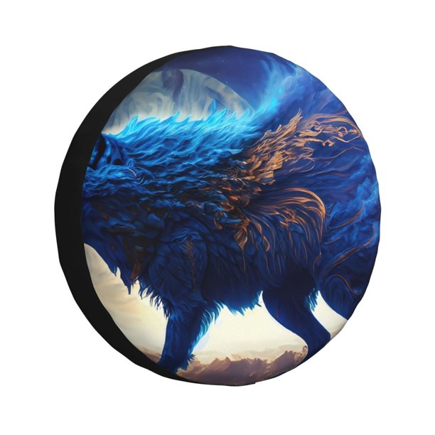Balery Moonlit Blue Wolf Cubiertas para Neumáticos - Protector Resistente para Neumáticos de Camioneta, SUV, Remolque, Camper y RV-14 inch