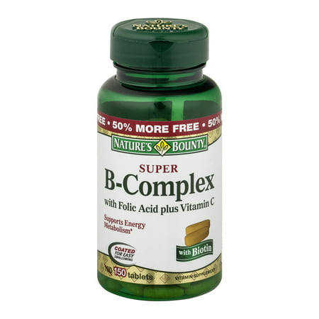 Nature's Bounty vitamine comprimés Super B-complexe avec l'acide folique et de vitamine C et de la biotine - 150 CT