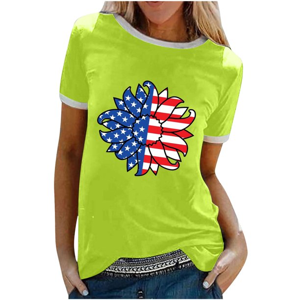 Camiseta holgada cómoda debajo de la cintura con cuello redondo y estampado elegante para mujer, blusa de manga corta, Tops informales OAVQHLG3B Store lin121212