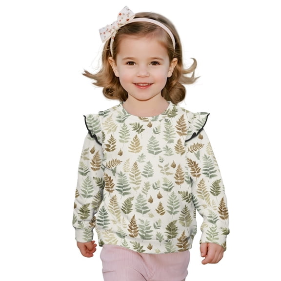 DISNIMO Leaf Printed Sweatshirt for Toddler Girl Crewneck Pullover Tops Long Sleeve T-Shirts Comfy Pullover Sweatshirt 1-2 Years
