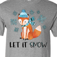 thumbnail image 4 of Inktastic Let it Snow Cute Orange Fox in Hat and Scarf T-Shirt, 4 of 5