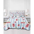 thumbnail image 3 of Cherry Farmhouse Twin Size Down Alternative Comforter, Lightweight Comforter Quilt Bedding Set with Pillow Shams Spring Summer Fruit Blue Striped All Seasons Bed Comforter Duvet Insert 68"x86", 3 of 7