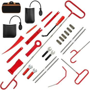 27 Pcs Emergency Car Tool Kit with Window and Door Unlock Tools, 59-inch Pull Hook, and J-Hook