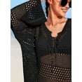 thumbnail image 3 of Charmo Womens V Neck Bathing Suit Coverup Long Sleeve Crochet Top Beachwear, 3 of 6