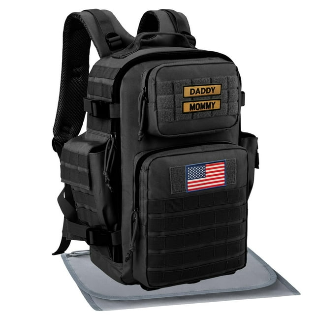 Bolsa de pañales SHARKMOUTH Military para hombre con cambiador negra