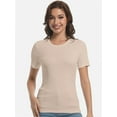thumbnail image 5 of Womens Scoop Neck T Shirts Basic Ribbed Tees Fitted Tshirt Plain Short Sleeve Tops Casual, 5 of 6