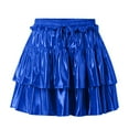 thumbnail image 4 of EHRWE Women's Skirt Womens Metallic Skirt Shiny Flared Pleated Skirt Layered Ruffle Hem Mini Skirt Rave Skirt Carnival Festival Skirts for Women, 4 of 5
