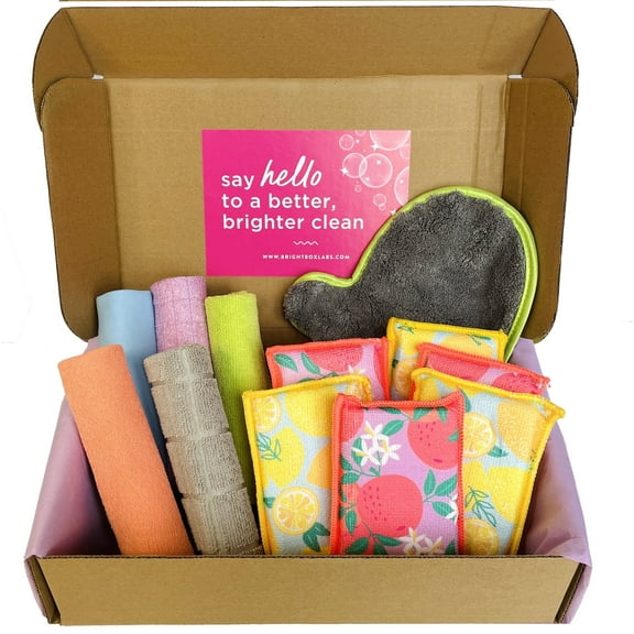 Bright Box Microfiber Cleaning Kit, 12pc – Chemical-Free, Reusable & Scratch-Free