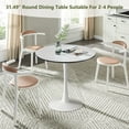 thumbnail image 3 of 31.5" Round Tulip Table in White, Mid-Century Modern Dining Table with Square Top and Pedestal Base, Conference Pedestal Desk, Leisure Coffee Table, Seat for 2-4, Max Loading 330lbs, K2038, 3 of 8