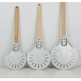 thumbnail image 5 of Pizza Turning Small Pizza Peel Paddle Short Round Pizza Tool Non Slip Wooden Handle 7 8 9 Inch Perforated Pizza Shovel Aluminum, 5 of 5