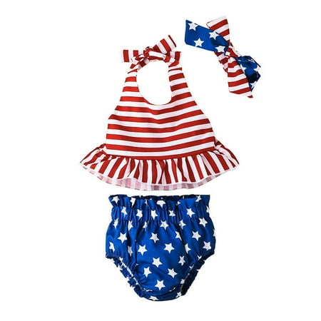 

Dooleck Baby Girl 4th of July Outfit Infant Shirt Tops Shorts American Flag Clothes