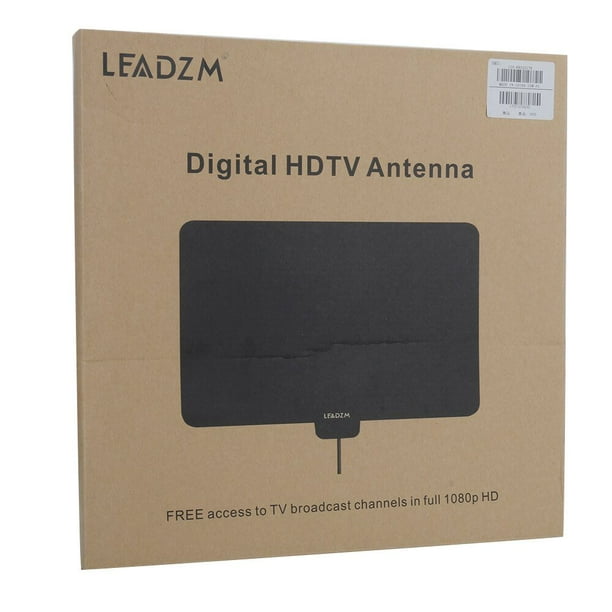 Leadzm S108 50 Miles HD Digital Indoor TV Antenna Black US Plug