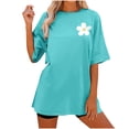 thumbnail image 1 of Pompotops Mode Femmes Décontracté Blouse à Boutons Patchwork T-Shirt à Manches Courtes Hauts d'Été Liquidation, 1 of 7