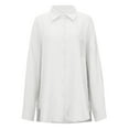 thumbnail image 4 of ZJXFGS Womens Button Down Shirts Linen Cotton Gauze Tops Loose Fit Boyfriend Shirts for Women Fall Button Down Shirts White 2XL, 4 of 5