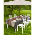 thumbnail image 4 of nqOlkjepod Farmhouse Grey Yellow Outdoor Tablecloth with Umbrella Hole & Zipper, Retro Vintage Wood Rectangle Table Cover 60x102 Inch, Dining Waterproof Table Cloth Protector for Patio/Party/Picnic, 4 of 7