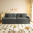 thumbnail image 5 of 81.1'' Pull Out Couch Bed King Size, Chenille Sleeper Sofa Daybed, 3 in 1 Convertible Couches, Futon Sofa with 2 Pillows, Storage Pockets, USB, 3-Seater for Small Spaces, Living Room, Grey, 5 of 9