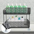 thumbnail image 2 of 2 Tier Sliding Basket Organizer Metal Mesh Drawer Organizer, Black, 2 of 8