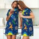 thumbnail image 4 of Fotbe Dinosaur In Space Bata de Dormir para Mujer con Estampado, Camisón de Algodón de Manga Corta, Ropa de Dormir Casual, 4 of 6