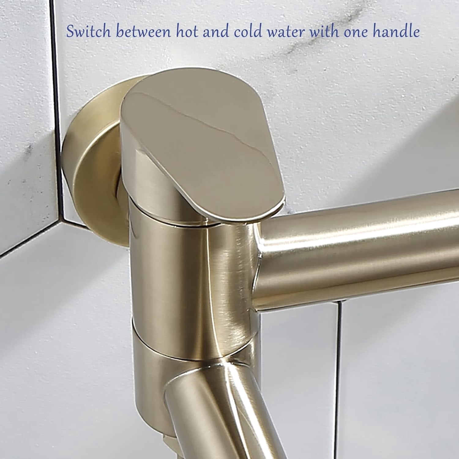 Swivel Bathtub Faucet Wall Mount Tub Filler Faucet Brass Bath Mixer Tap Single Handle 2 Holes Bathtub Tap with Handheld Shower Tub Shower Faucet, Brushed Gold