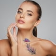 thumbnail image 2 of Unique Bargains 4 Pcs Luminous Fake Tattoos Wings Feathers Pattern Temporary Tatto for Adult Fluorescent Blue, 2 of 5